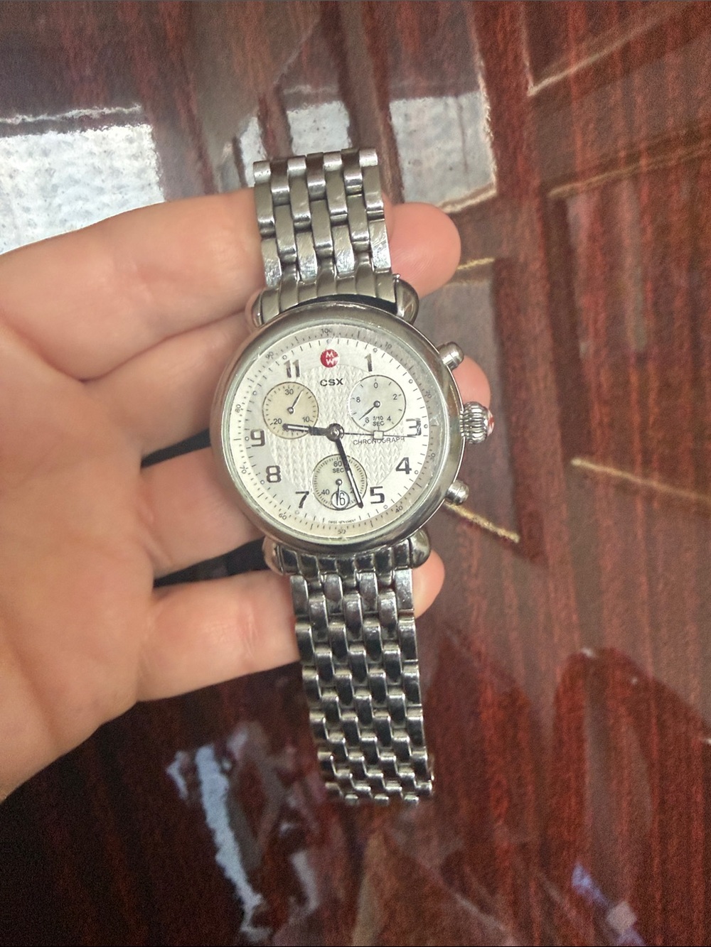Michele Silver Stainless Steel CSX Chronograph Watch